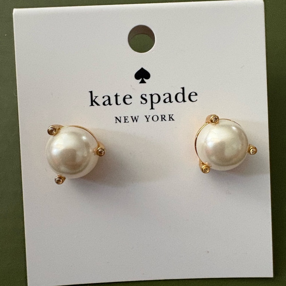 Kate Spade Gold and Cream Rise and Shine Stud Earrings